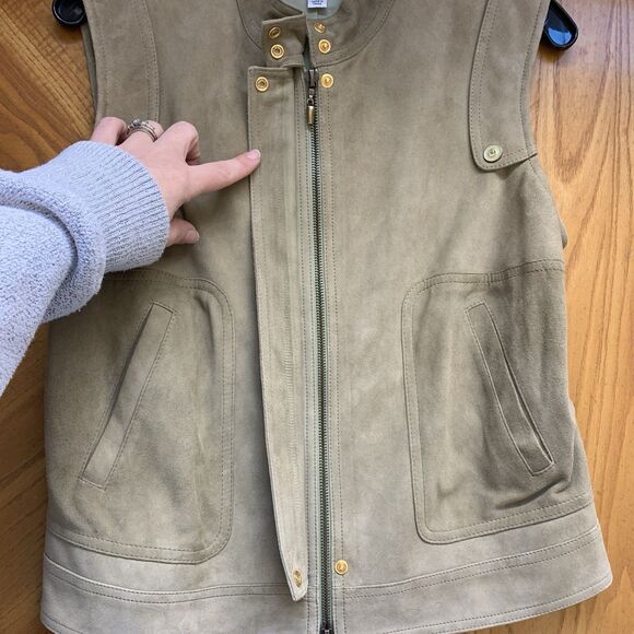 St. John Sport Womens Small Goat Suede Vest Tan EUC - Picture 8 of 12